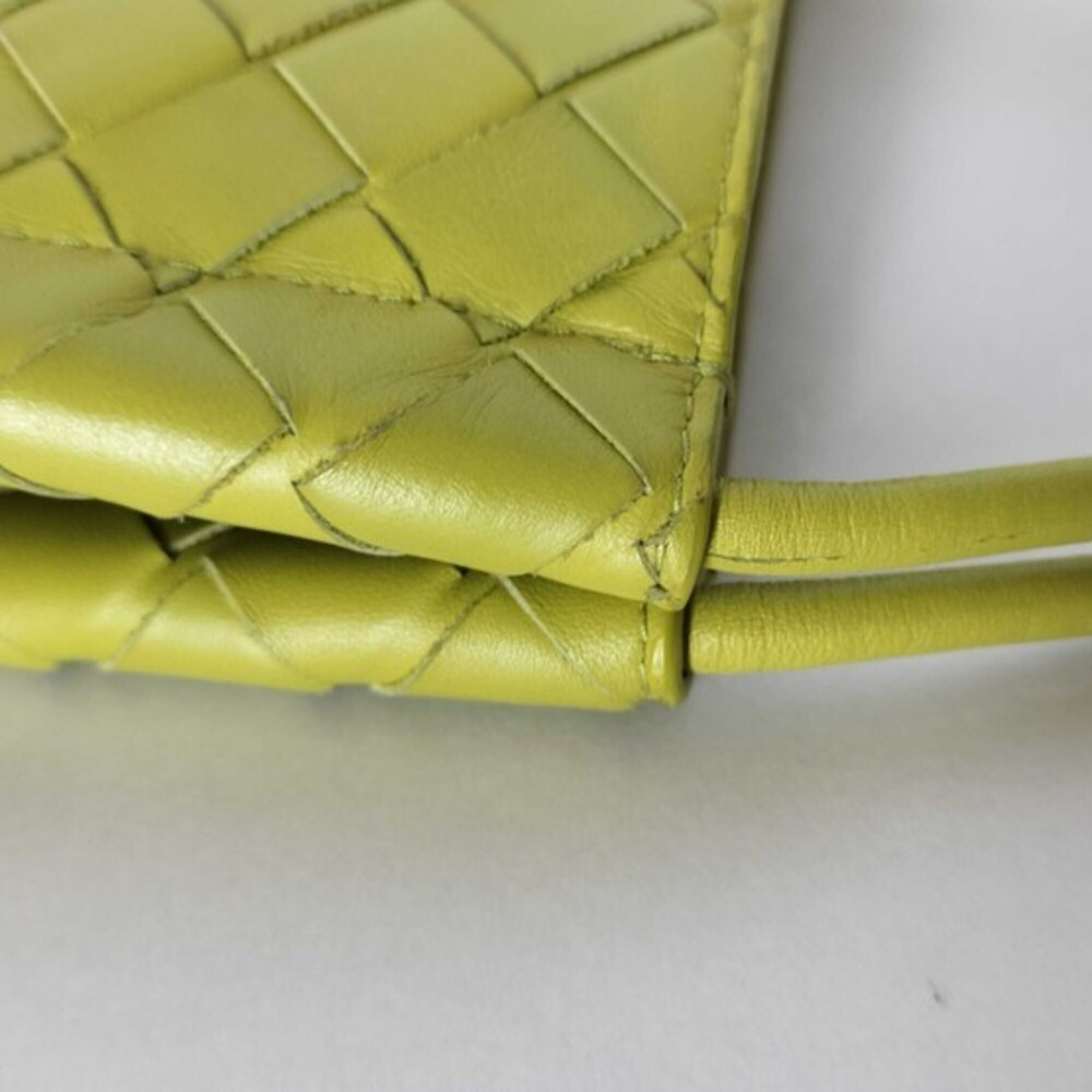 BOTTEGA VENETA Yellow Lambskin Leather Intrecciato Shoulder Bag - Picture 5 of 10